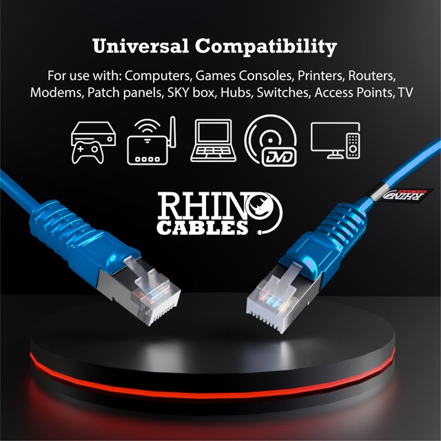 - Blue rhinocables Cat5e Ethernet Cable, Shielded Snagless, CAT 5 RJ45 ...