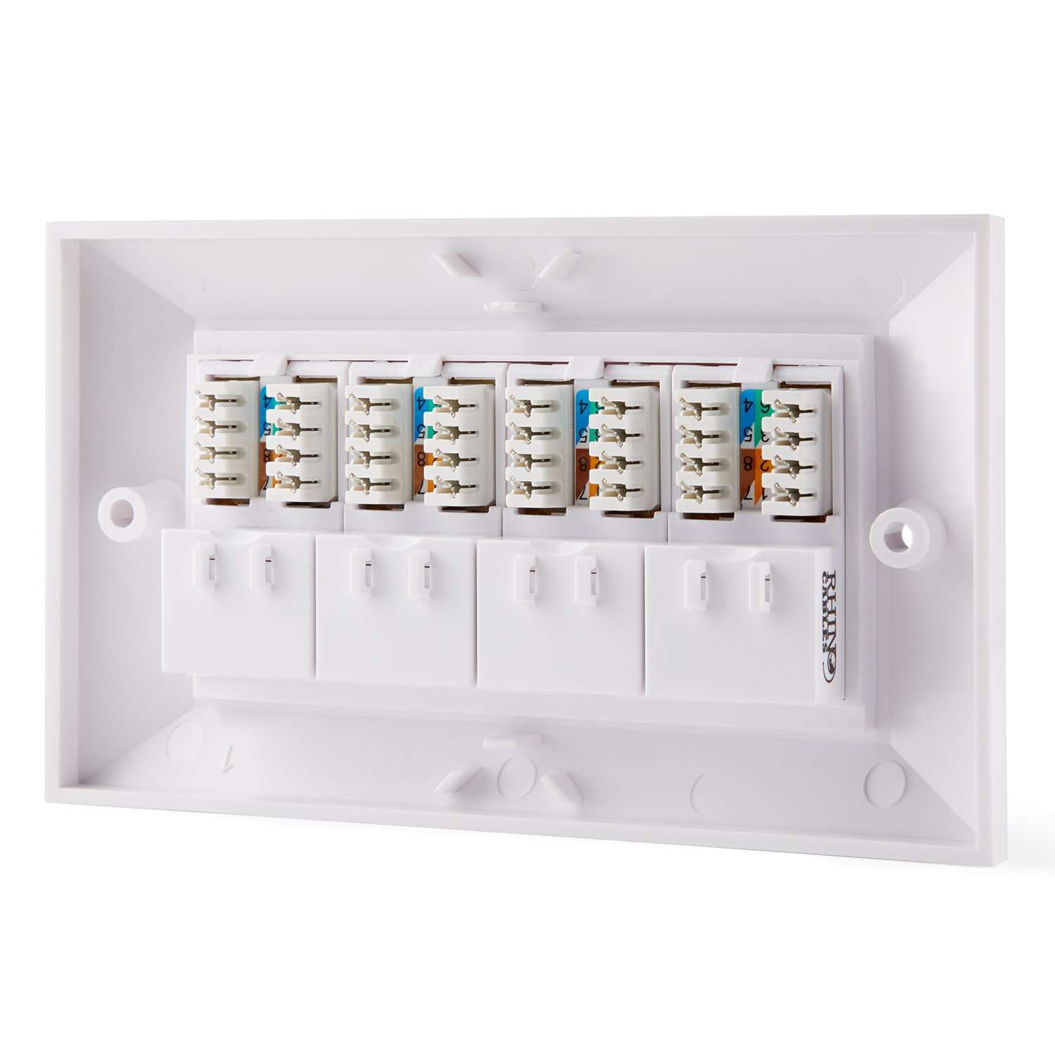 Cat 8 Wall Socket Double Cat6 Network Faceplate 4 Port - rhinocables.co.uk