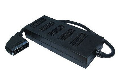 5 Way Black Scart Splitter Box Auto