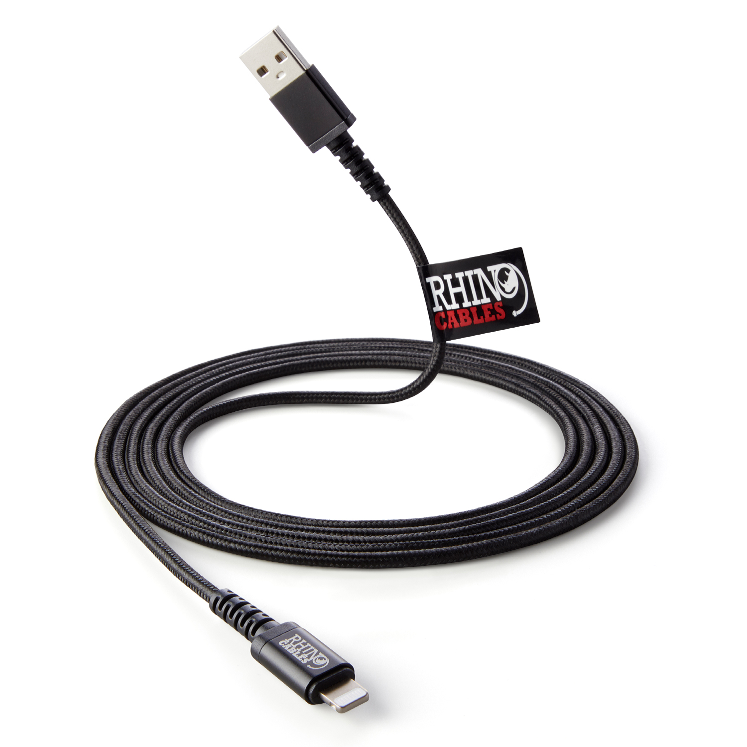 rhinocables Lightning Charger Cable Lead - MFi Certified Cord for Apple iPhone & iPad Fast Charging and Sync (Black)