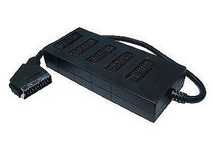 5 Way Black Scart Splitter Box Auto