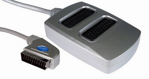 2 Way Silver Scart Splitter Box Auto