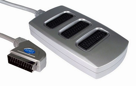 3 Way Silver Scart Splitter Box Auto